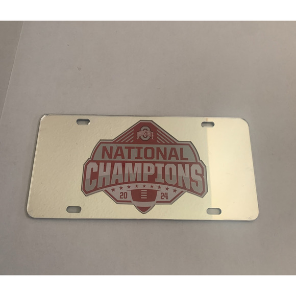 Craftique Ohio State 2024 Silver Mirrored National Champions License Plate - Picture 5 of 7